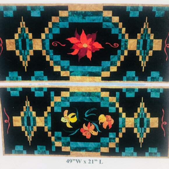 Grizzly Gulch Gallery FLEUR DECOR Table Runner Patterns Poinsettia Lilies Uncut - Picture 2 of 5